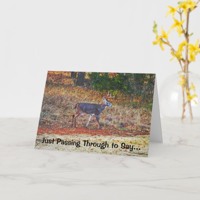 Buck Hjort Art Pun Funny Birthday Card Kort (Gul blomma)