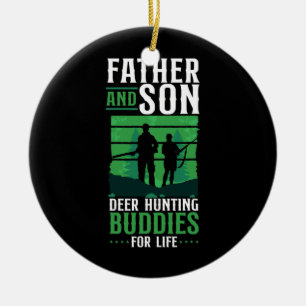 Buck Hjort Hunting Hunter Far Pappa Son Familj Son Julgransprydnad Keramik