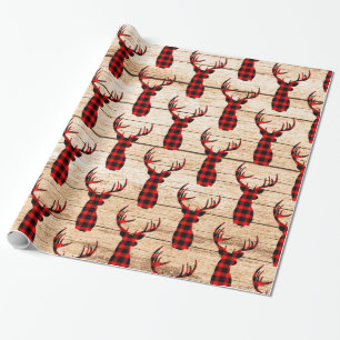 Buck Hjort Hunting Red Black Plade Juli Wrappi Presentpapper