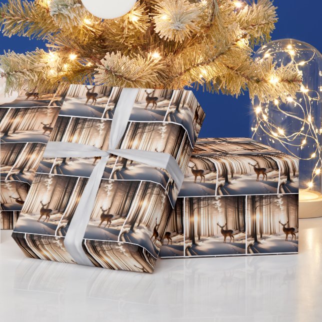 Buck in Winter Skogen Presentpapper (Helgdagar)