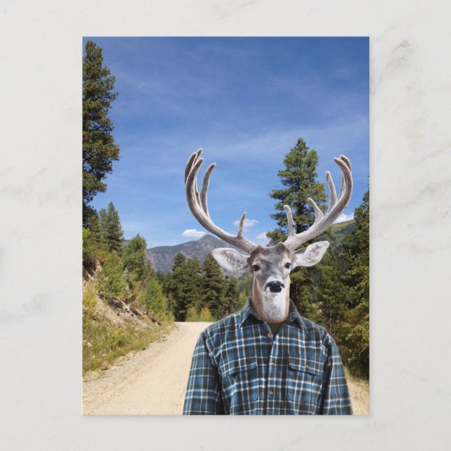 Buck med Antlers Wearing Blue Play Shirt Vykort (Framsida)