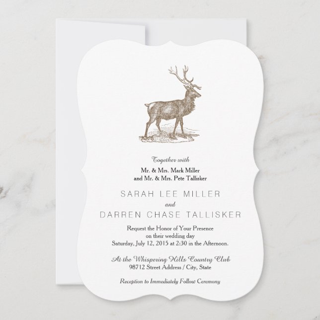 Buck Mule Hjort Letterpress Stil Inbjudningar (Framsida)