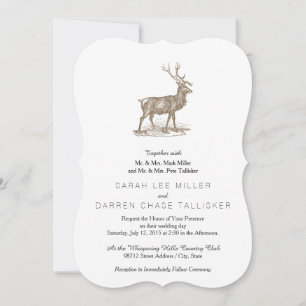 Buck Mule Hjort Letterpress Stil Inbjudningar