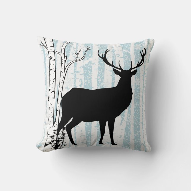 Buck och Doe Hjort Birch Forest Dekorativ kudde (Framsida)