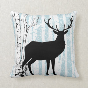 Buck och Doe Hjort Birch Forest Dekorativ kudde