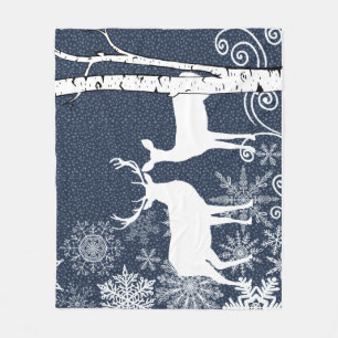 Buck och Doe Hjort Birch Forest Fleece Blanket