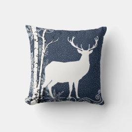 Buck och Doe Hjort Winter Birch Forest Dekorativ k Kudde