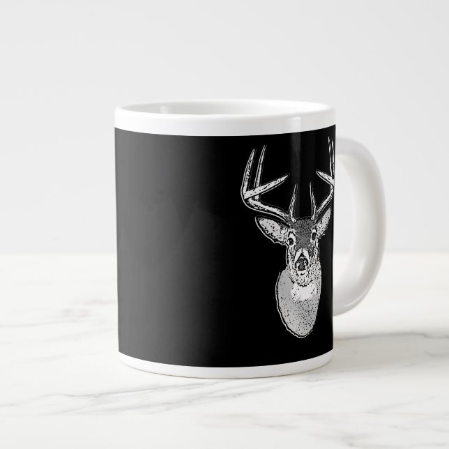 Buck på Black White Svan Hjort head Jumbo Mugg (Framsida höger)