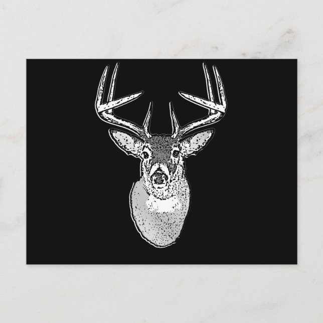 Buck på Black White Svan Hjort head Vykort (Framsida)