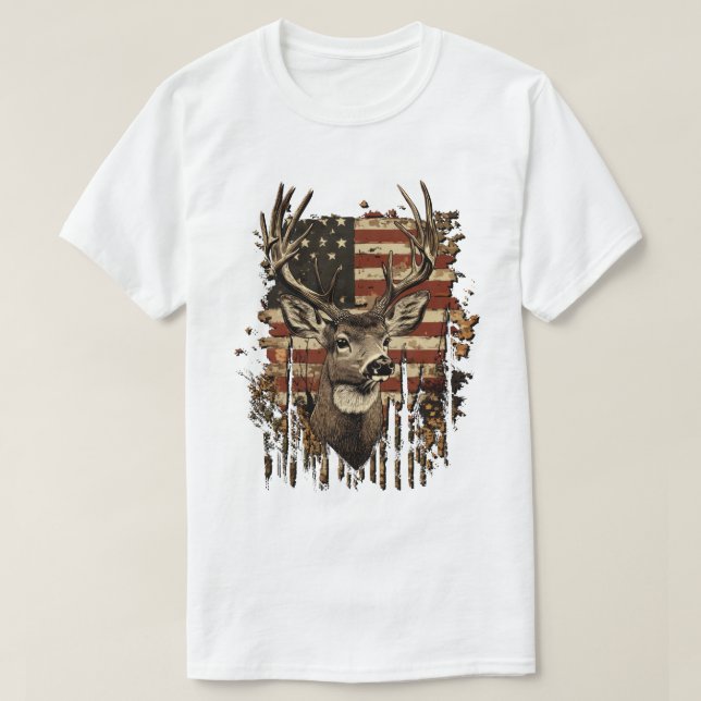 Buck Season USA Flag T Shirt (Design framsida)