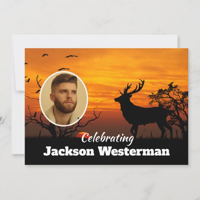 Buck Silhouette vid Sunset Memorial-inbjudan Inbjudningar (Framsida)