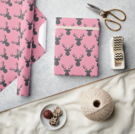 Buck-silhuetter på rosa presentpapper