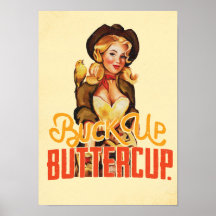 "Buck up Butterkoppar" Vintage Western Pinup Girl