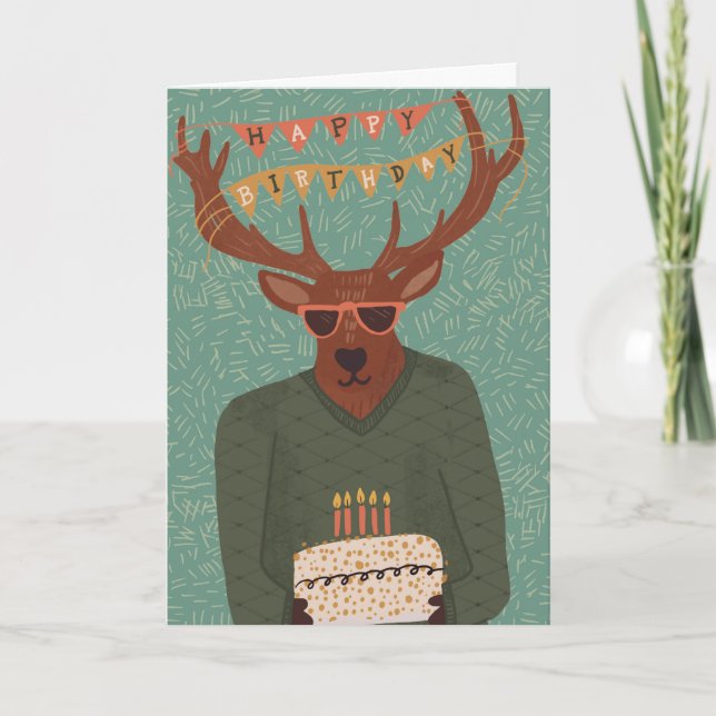 Buck Vild Vuxen Birthday Greeting Card Kort (Framsida)