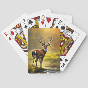 Buck White Tails-Hjort i en ström Casinokort