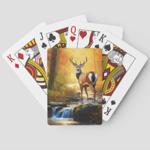 Buck White Tails-Hjort i en ström Casinokort