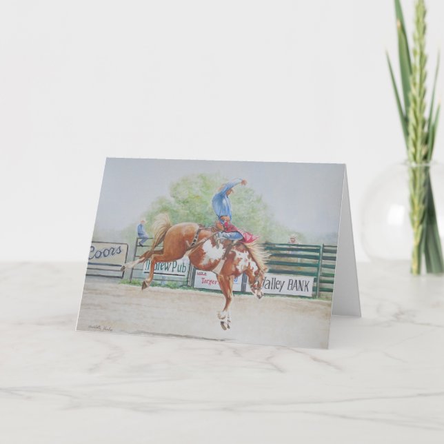 Bucka Bronc Rodeo Horse Art Note Card Tack Kort (Framsida)