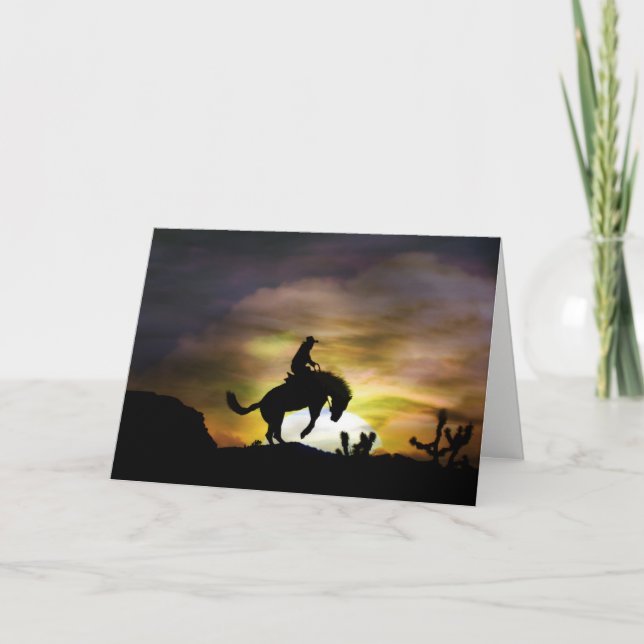 Buckande Bronc Cowboyens Rider Birthday Card Kort (Framsida)