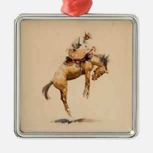 Buckande Bronco av Edward Borein Julgransprydnad Metall