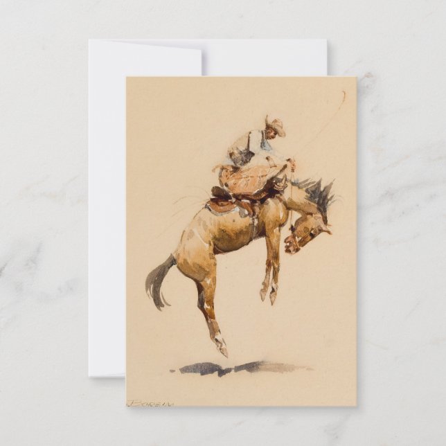 Buckande Bronco av Edward Borein Tack Kort (Framsida)