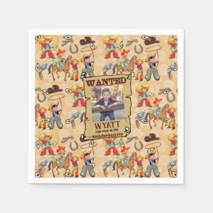 Buckaroo Cowboy Birthday Boy's Photo Namn Cute Pappersservett