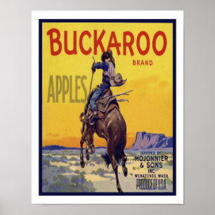 "Buckaroo" Cowboy Vintage Fruit Låda-etikett Poste Poster