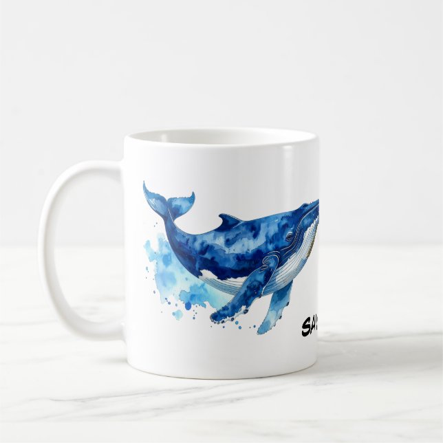 Buckelwal Hope Timmy in Aquarell  Kaffemugg (Vänster)