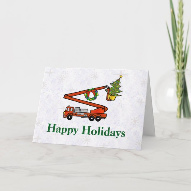 Bucket-brandlastbilens julkort helgkort (Framsida)