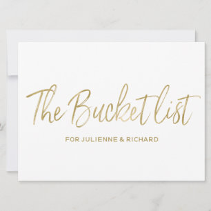 "Bucket list" Bröllop-tecken   Snyggt Golden