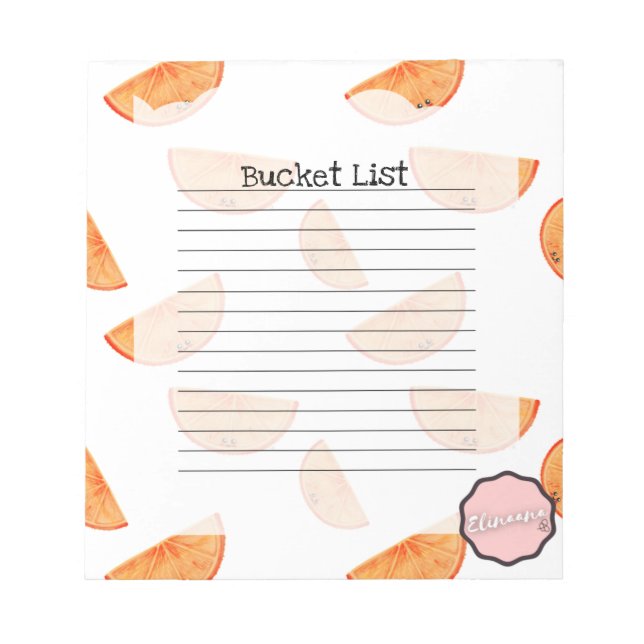 Bucket List, Kawaii Orange Anteckningsblock (Framsida)
