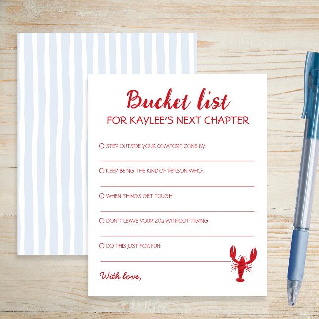 Bucket List Nästa kapitel Kräftor Examen Kort (Bucket List Next Chapter Crawfish Graduation Card)