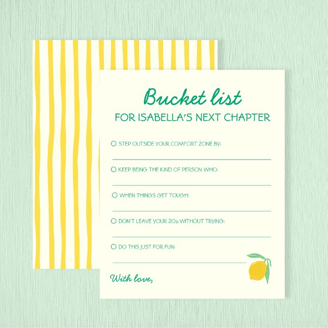 Bucket List Nästa kapitel Råd Lemon Examen (Bucket List Next Chapter Advice Lemon Graduation)