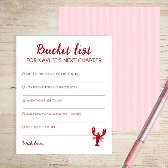 Bucket List Nästa kapitel Rosa kräftor Examen (Bucket List Next Chapter Pink Crawfish Graduation)