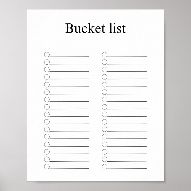 Bucket list poster (Framsidan)