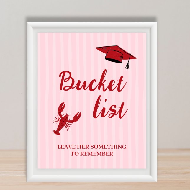 Bucket List Station Kräftor Röda & Rosa Examen Poster (Bucket List Station Crawfish Red & Pink Graduation Poster)