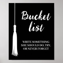 Bucket List Station Svart Examens Hatt Graduation Poster