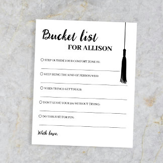 Bucket List Svart & Vitt Råd Tassel Examen