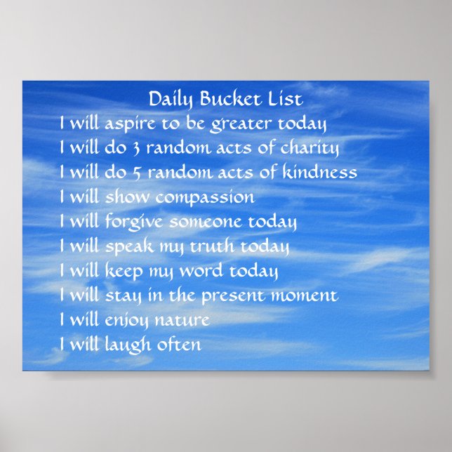 Bucket-lista Poster (Framsidan)