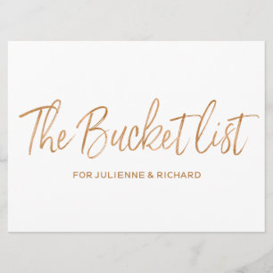 "Bucket listan" Bröllop Stilfullt Guld Ros Skylt Inbjudningar