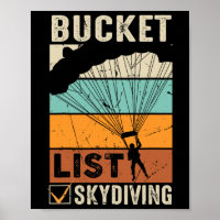 Bucket Lists Sk för Fallskärm Jump Skydiver-instru