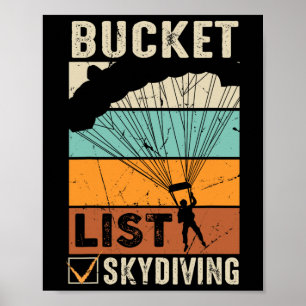 Bucket Lists Sk för Fallskärm Jump Skydiver-instru Poster
