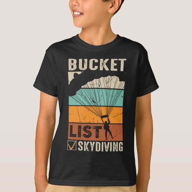 Bucket Lists Sk för Fallskärm Jump Skydiver-instru T Shirt (Framsida)