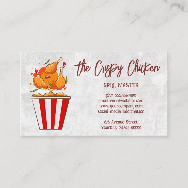 Bucket med Logotypen Fried Chicken Visitkort (Framsida)