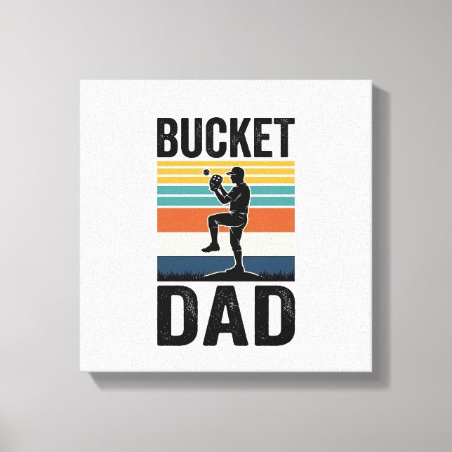 Bucket Pappa Retro Baseball Pappa Vektor Design_1 Canvastryck (Framsida)