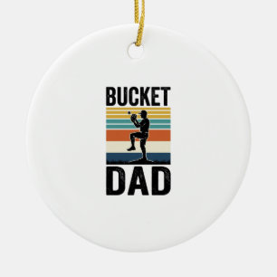 Bucket Pappa Retro Baseball Pappa Vektor Design_1 Julgransprydnad Keramik