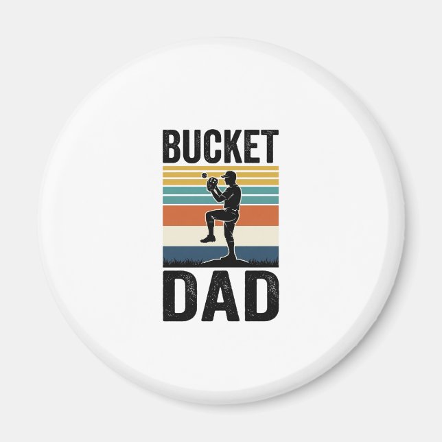 Bucket Pappa Retro Baseball Pappa Vektor Design_1 Magnet (Framsidan)
