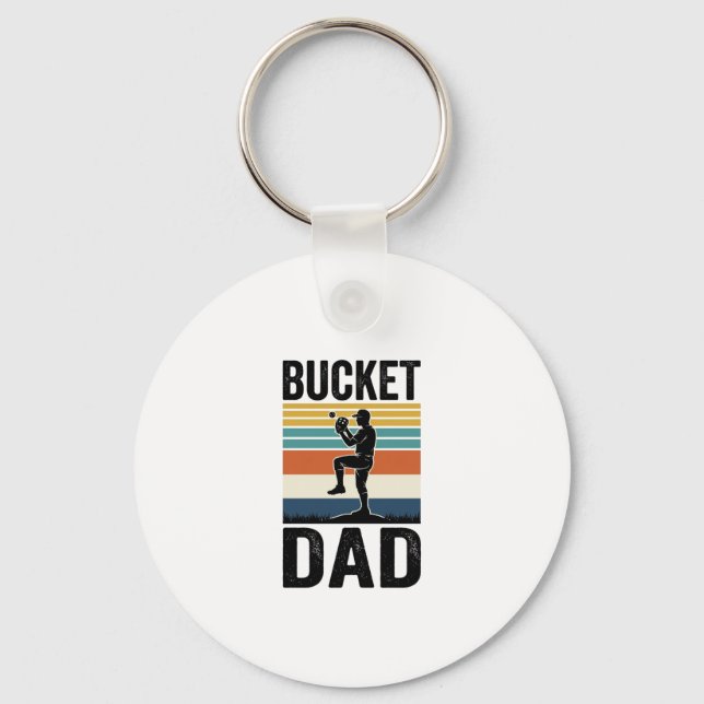 Bucket Pappa Retro Baseball Pappa Vektor Design_1 Nyckelring (Framsida)
