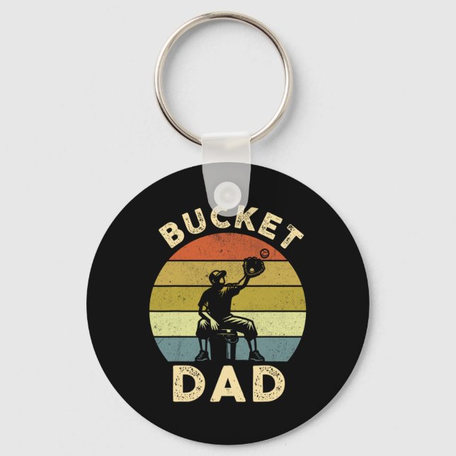 Bucket Pappa Softball Pappa Baseball Funny Coach F Nyckelring (Framsida)