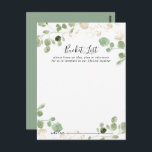 Bucketkort för Guld Confetti Eucalyptus Bröllop Vykort<br><div class="desc">De här guld-bocketkorten för eucalyptus bröllop är perfekten för ett girigt bröllopsmottagning eller möhippa. Guld Confetti Eucalyptus Foliage Ändra ordalydelsen till kostym vid alla livshändelser. Bucketlistskylten säljs separat.</div>