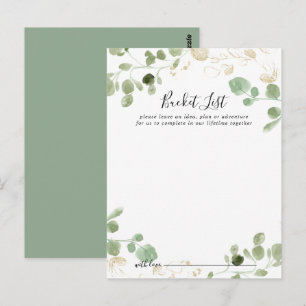 Bucketkort för Guld Confetti Eucalyptus Bröllop Vykort